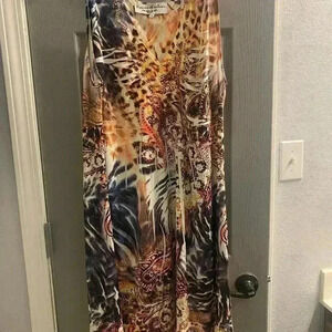 Dress by Victoria Harbour colors are blue, black & orange XXL